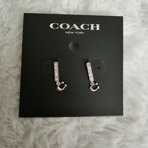 NWT Coach Signature Pave Bar Stud Earrings